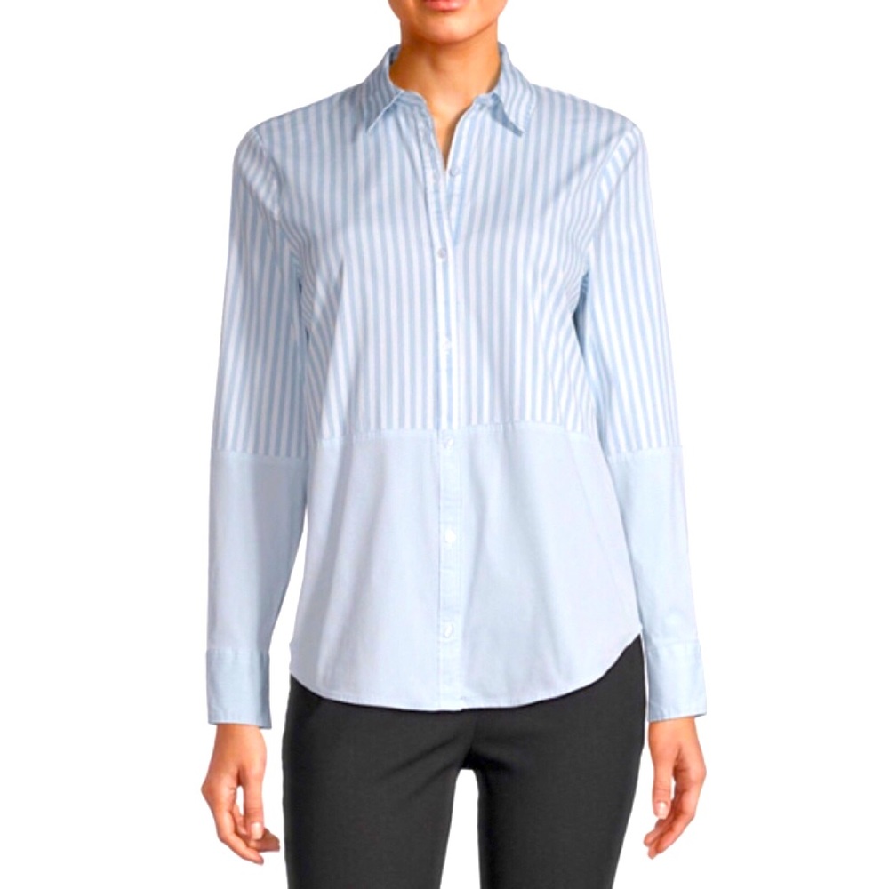 Worthington Long Sleeve Button Up Poplin Blouse